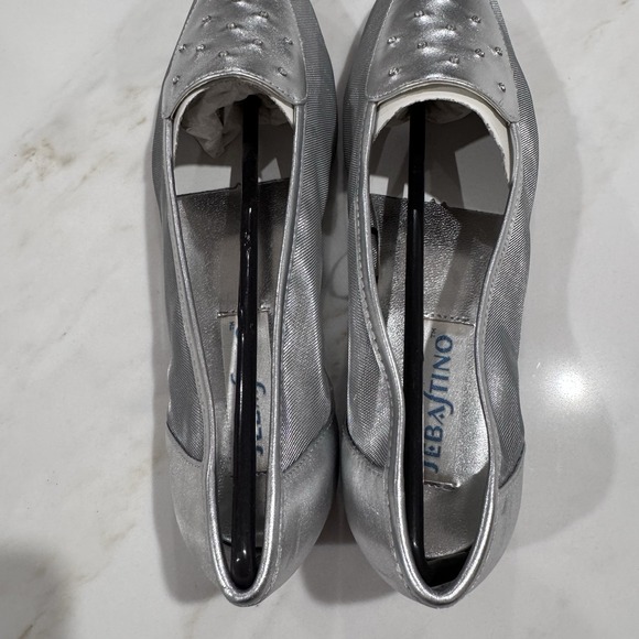 VINTAGE 1980'S‎ Silver Mesh Rhinestone Flats Slip Ons Size9 Sparkle NIB - Picture 8 of 13